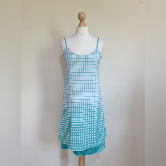 Lavish Alice Green Mint Slip Cami Dress Houndstooth Print Summer Size 10 - Picture 4 of 6
